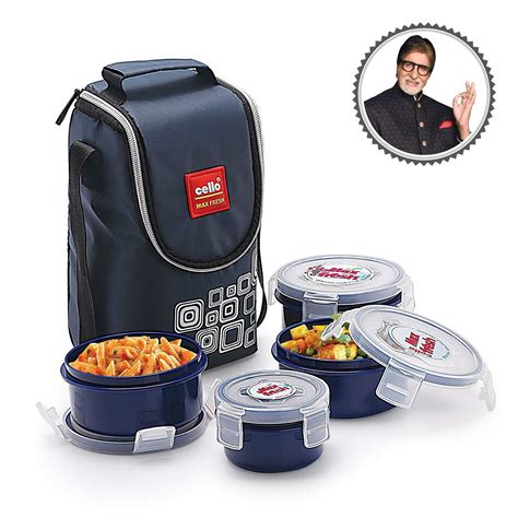 cello max fresh steel click 4 container lunch box blue|CELLO Max Fresh Click Stainless Steel Leakproof Lunch Box Set .